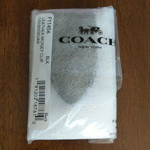 Black Leather Coach Money Clip